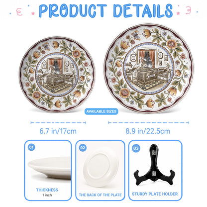 Floral Goose Baby Birth Stats Custom Ceramic Personalized Birthday Plate P825ZLY0