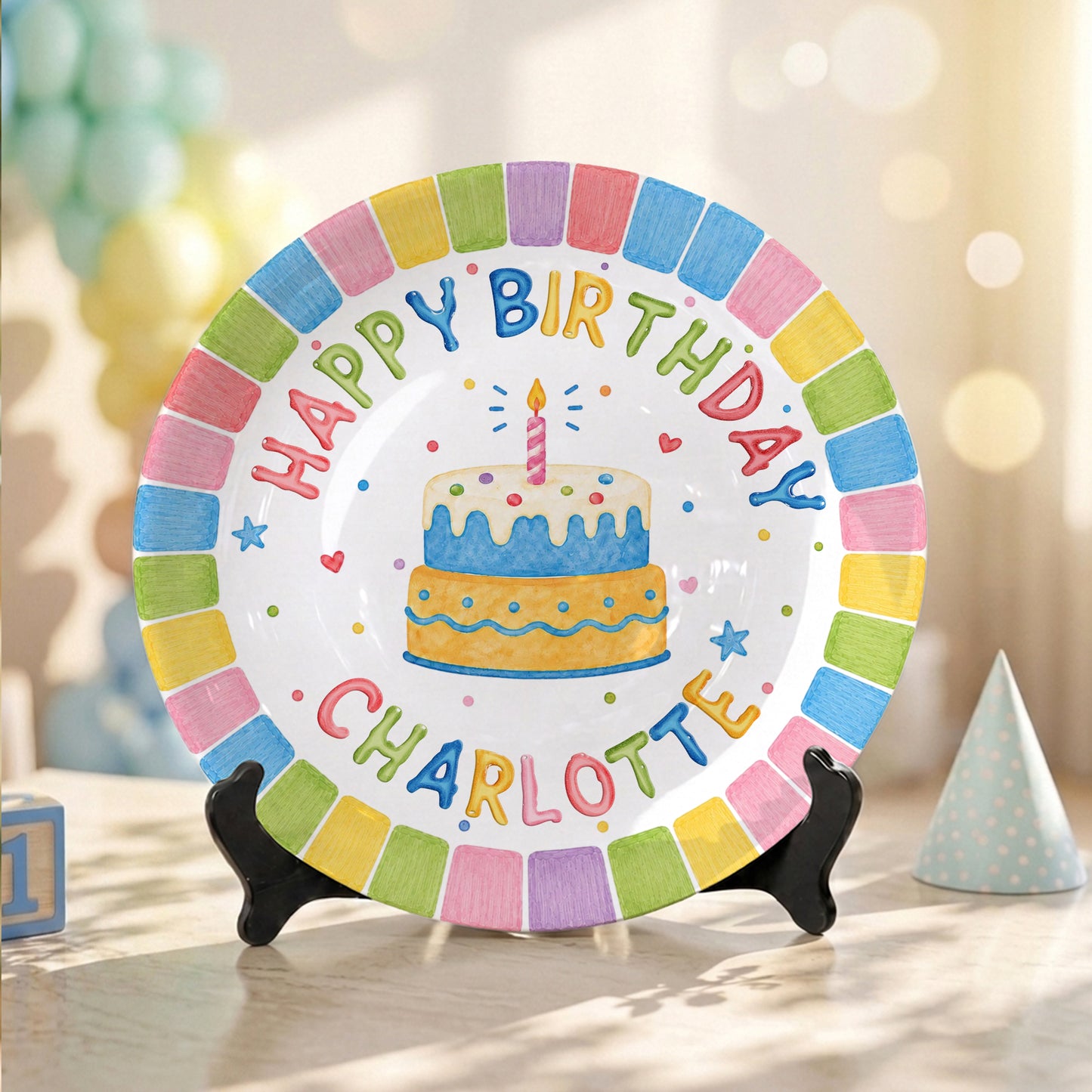Pastel Rainbow Birthday Personalized Birthday Plate P723FGH0