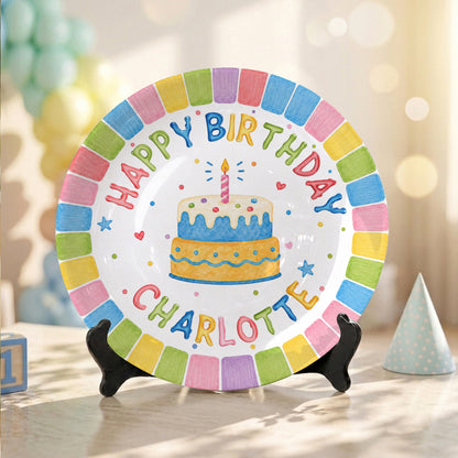 Pastel Rainbow Birthday Personalized Birthday Plate P723FGH0