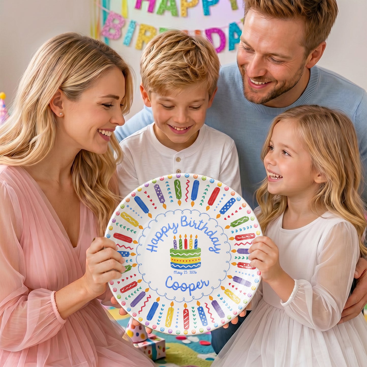 Colorful Birthday Candles Keepsake Personalized Birthday Plate P785ZC0