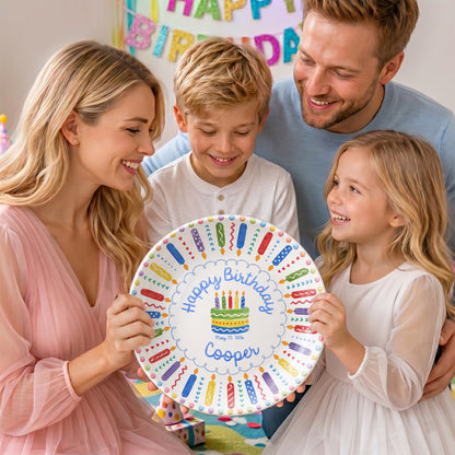 Colorful Birthday Candles Keepsake Personalized Birthday Plate P785ZC0