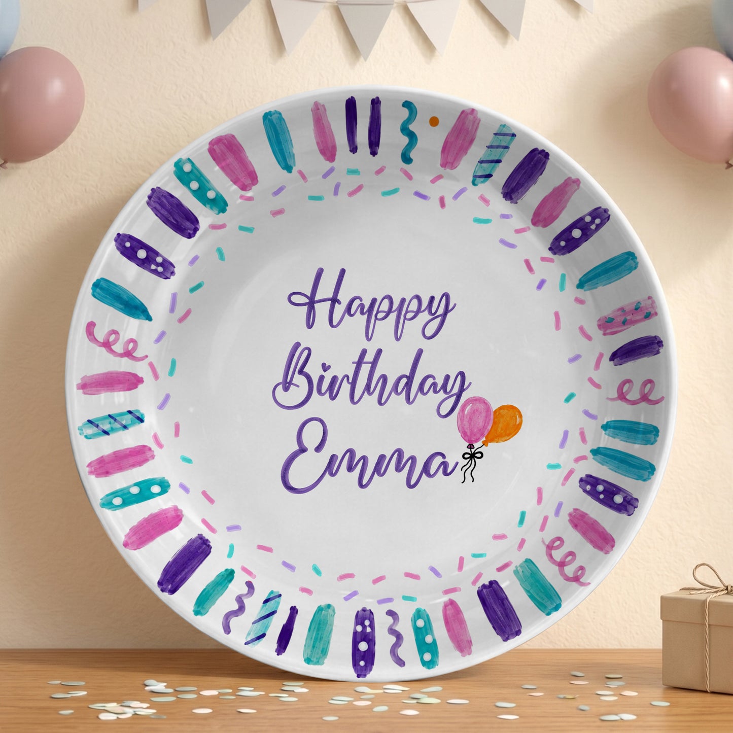 Colorful Birthday Candles Keepsake Personalized Birthday Plate D72BBO0