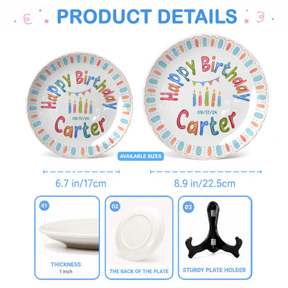Custom Name Date Kids Birthday Keepsake Boy Gift Personalized Birthday Plate P818VEG0