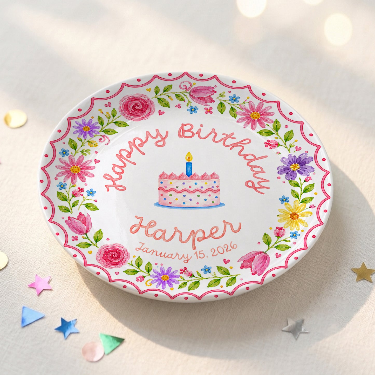 Wildflower Birthday Keepsake Personalized Birthday Plate P718MC30