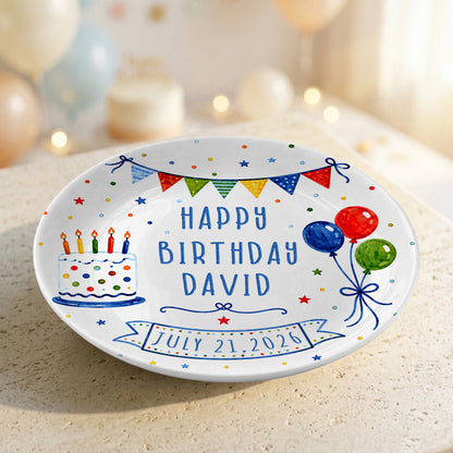 Colorful Balloon Celebration Personalized Birthday Plate for Boys and Girls P8117M70