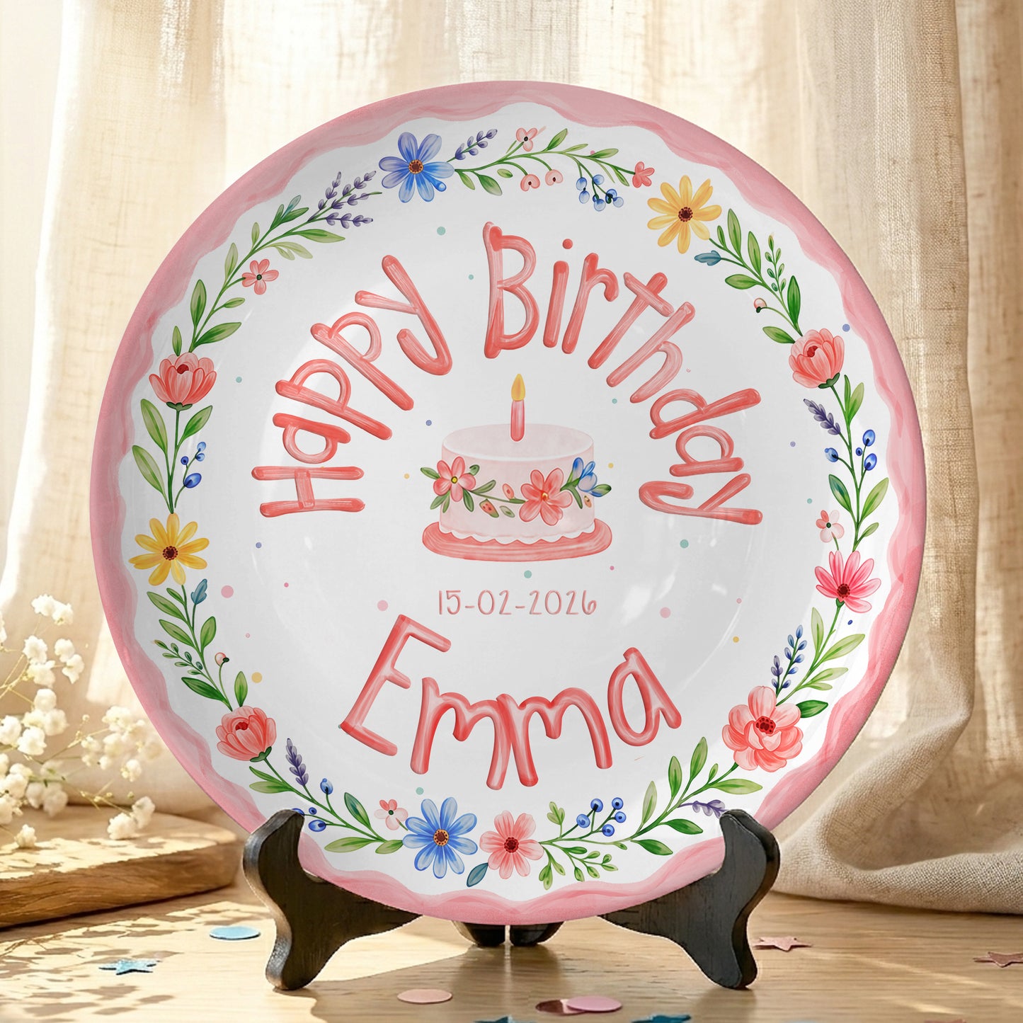 Wildflower Cake Personalized Birthday Plate P331MSR0