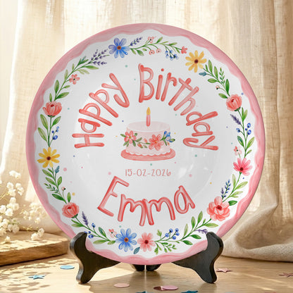 Wildflower Cake Personalized Birthday Plate P331MSR0