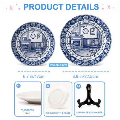 Delft Blue Newborn Birth Stats Custom Keepsake Personalized Birthday Plate P820UMN0