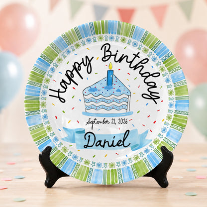 Cupcake First Birthday Keepsake Custom Name Ceramic Personalized Birthday Plate P829GRV0