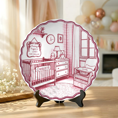 Pink & Blue Nursery Scene Personalized Birth Plate P513DV80