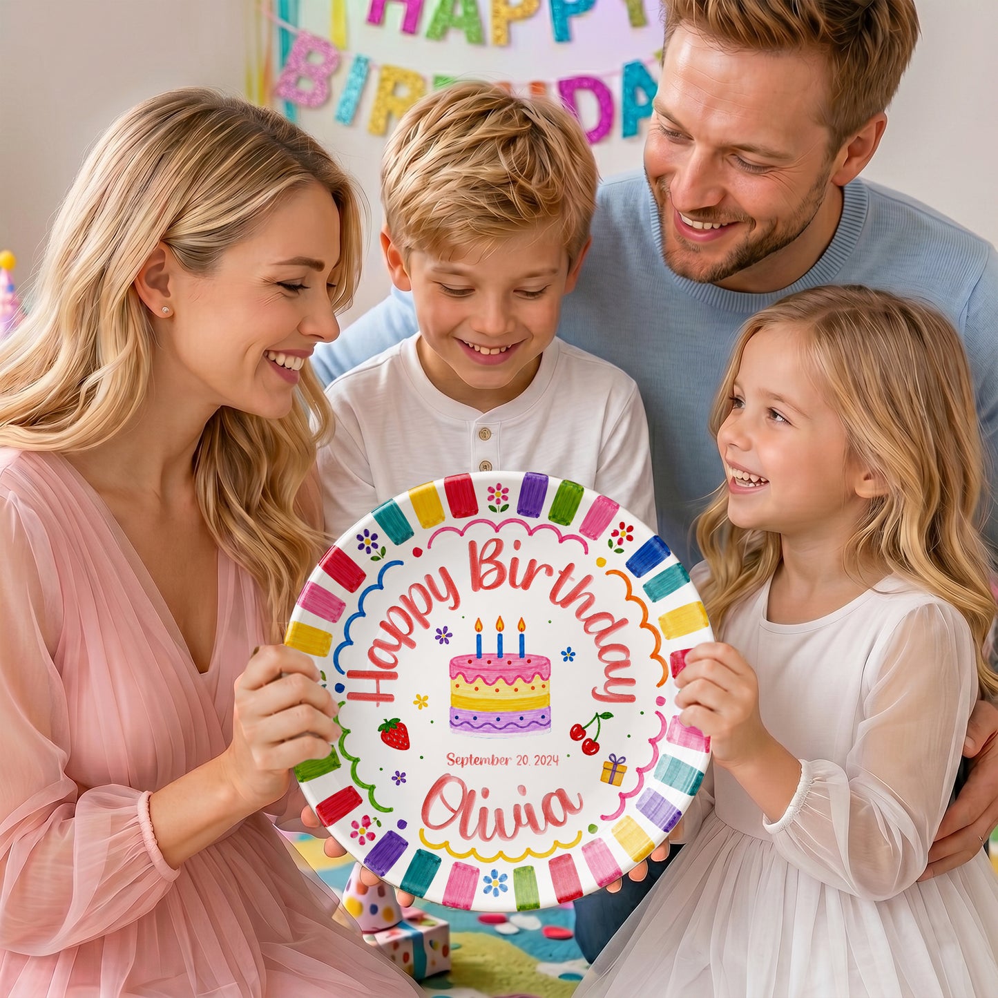 Bright Color Birthday Keepsake Personalized Birthday Plate P710KQF0