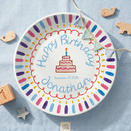 Colorful Candle Border Cake Personalized Birthday Plate D528ZCH0
