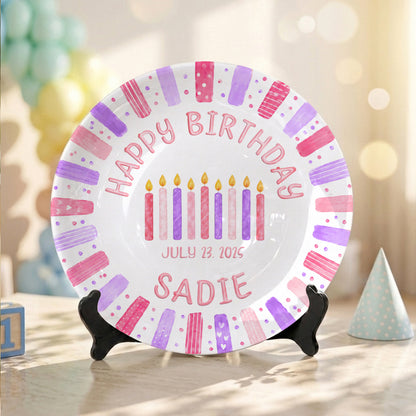 Pink Candle Keepsake Personalized Birthday Plate for Kids Celebration Gift Tradition P810XNA0
