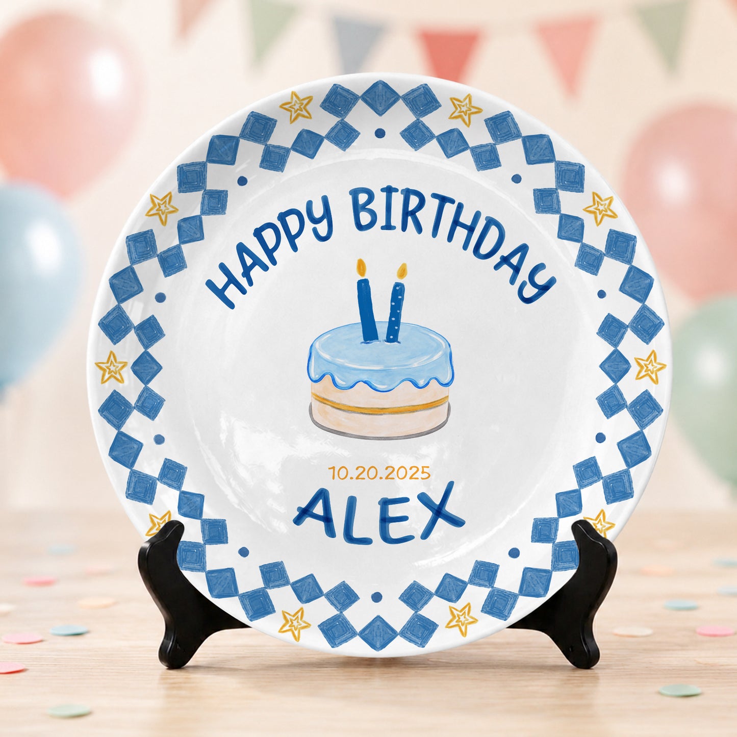 First Birthday Cake Keepsake Custom Name Ceramic Personalized Birthday Plate P821AIV0