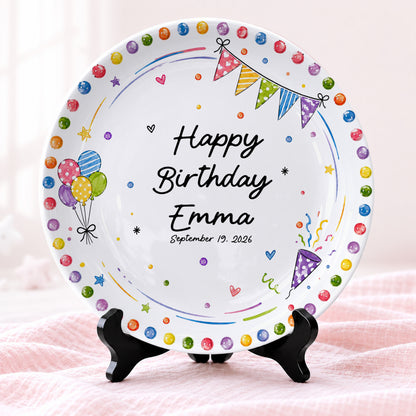 Colorful Party Border Personalized Birthday Plate P526I800