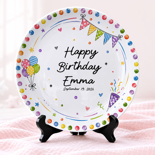 Colorful Party Border Personalized Birthday Plate P526I800