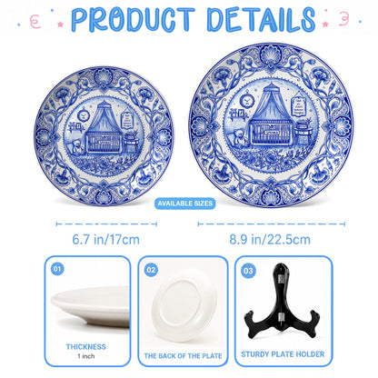 Delft Blue Newborn Birth Stats Custom Name Ceramic Personalized Birthday Plate P820OVX0