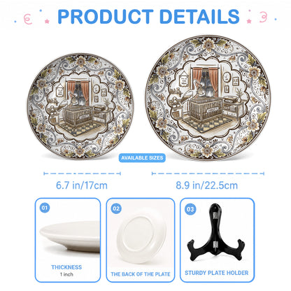Vintage Floral Newborn Birth Stats Custom Name Ceramic Personalized Birthday Plate P820YFH0