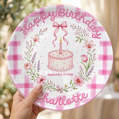 Vintage Floral Baby Girl First Birthday Keepsake Personalized Birthday Plate P86VN60