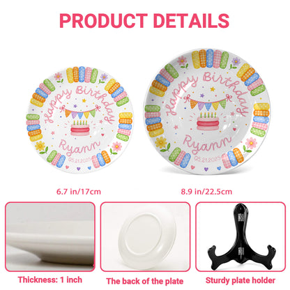 Rainbow Candy with Cake Personalized Birthday Plate P664QE0