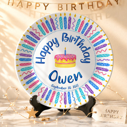 Colorful Birthday Candles Keepsake Personalized Birthday Plate P716Z5U0