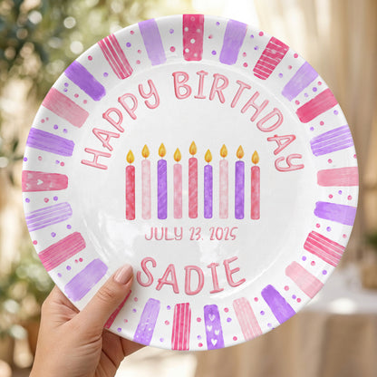 Pink Candle Keepsake Personalized Birthday Plate for Kids Celebration Gift Tradition P810XNA0