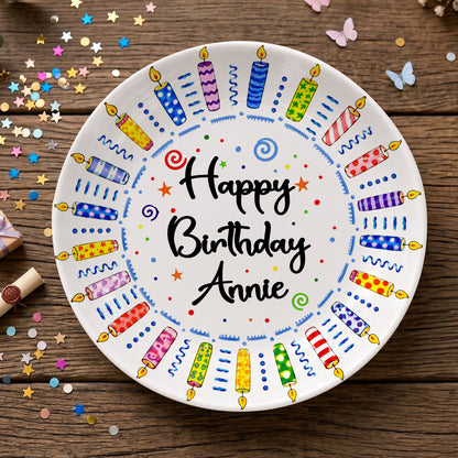 Colorful Birthday Candles Personalized Birthday Plate for Kids P619TMD0