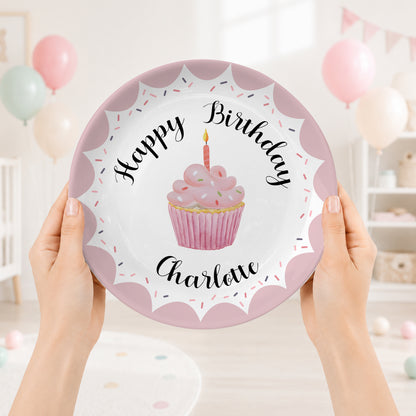 Scallop Cupcake Personalized Birthday Plate P62QXN0