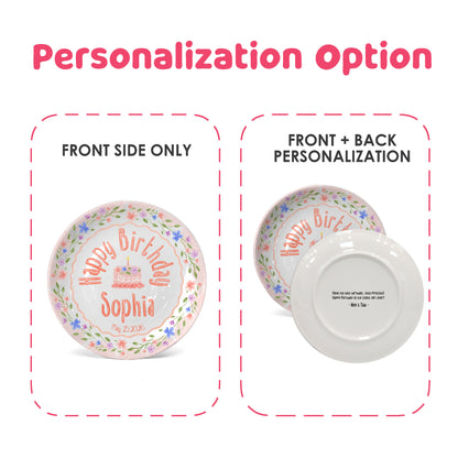 Soft Pink Floral Personalized Birthday Plate P425B2L0