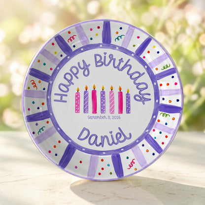 Purple Birthday Candles Keepsake Personalized Birthday Plate P7185Z10