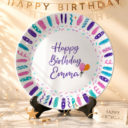 Colorful Birthday Candles Keepsake Personalized Birthday Plate D72BBO0