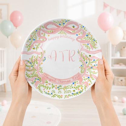 Floral Monogram Personalized Birthday Plate P5293SS0