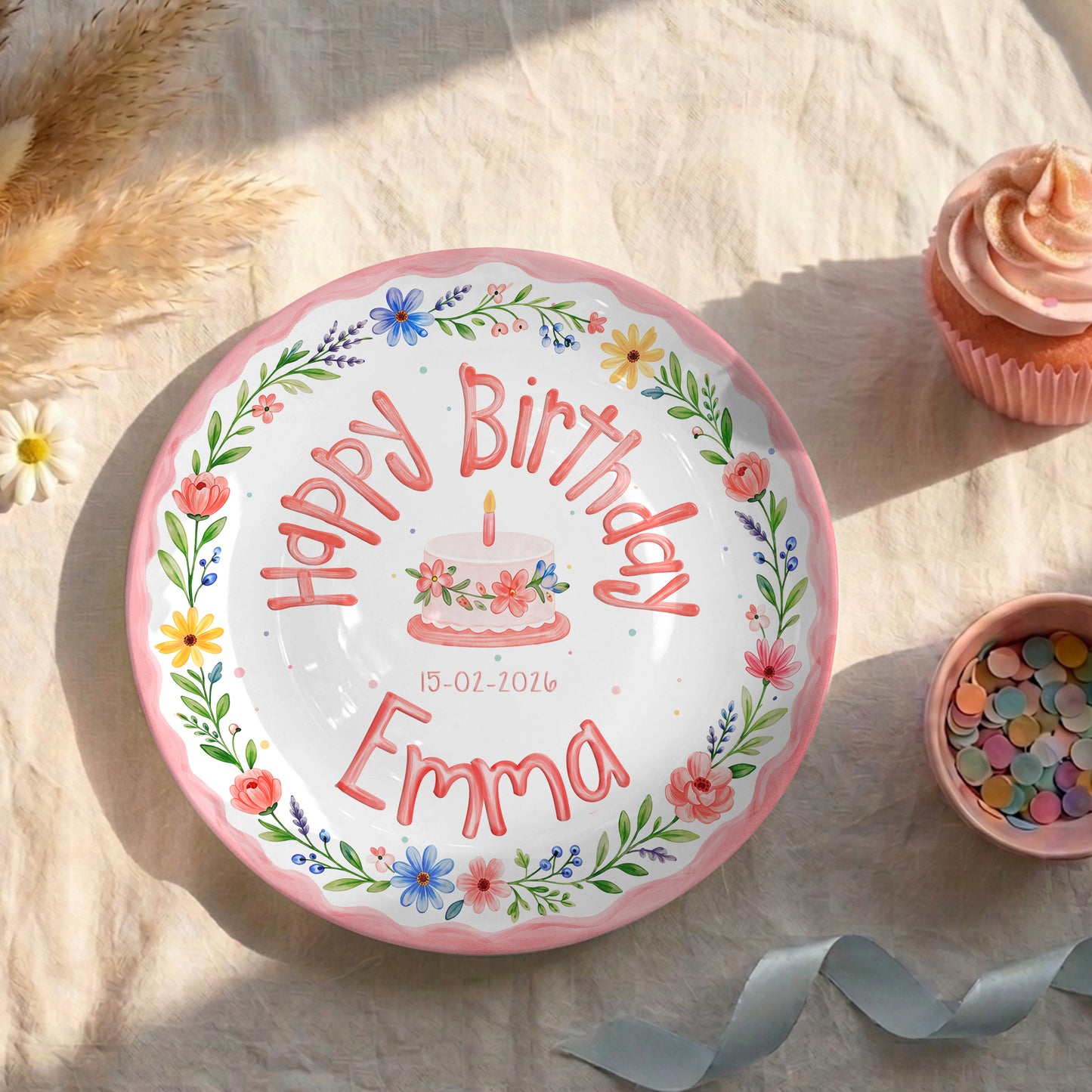 Wildflower Cake Personalized Birthday Plate P331MSR0