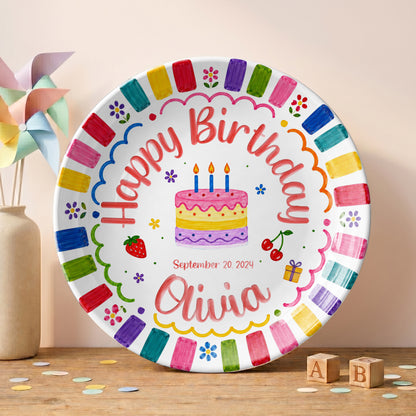 Bright Color Birthday Keepsake Personalized Birthday Plate P710KQF0