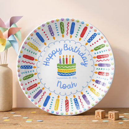 Colorful Birthday Candles Keepsake Personalized Birthday Plate P785ZC0