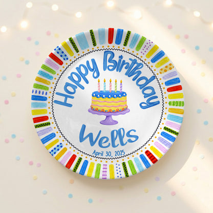 Colorful Cake Custom Name Kids Keepsake Gift Personalized Birthday Plate P821ZAT0