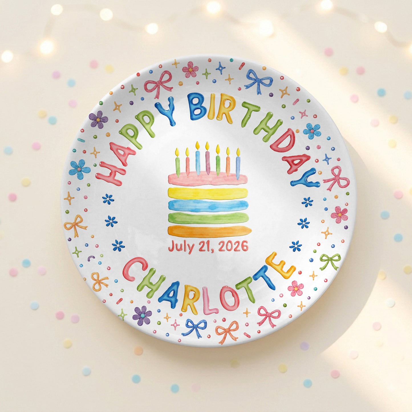 Custom Name Happy Birthday Cake Keepsake Girl Personalized Birthday Plate P810JYR0