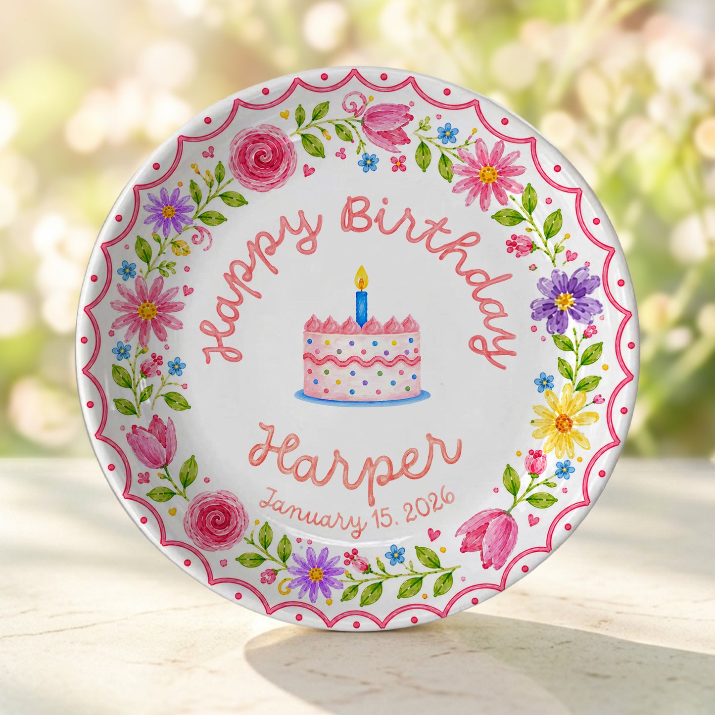 Wildflower Birthday Keepsake Personalized Birthday Plate P718MC30