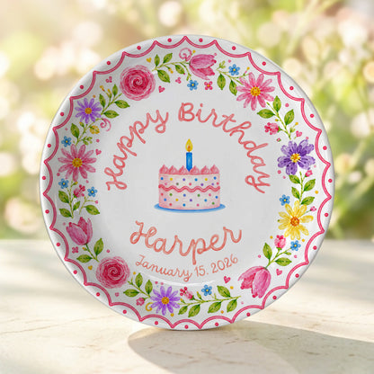 Wildflower Birthday Keepsake Personalized Birthday Plate P718MC30