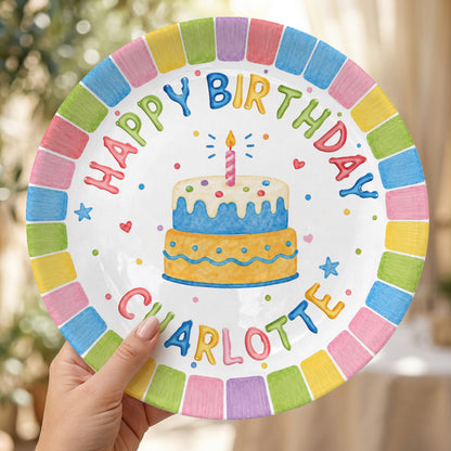 Pastel Rainbow Birthday Personalized Birthday Plate P723FGH0
