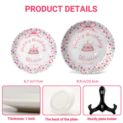 Floral Cake Personalized Birthday Plate P69JKI0