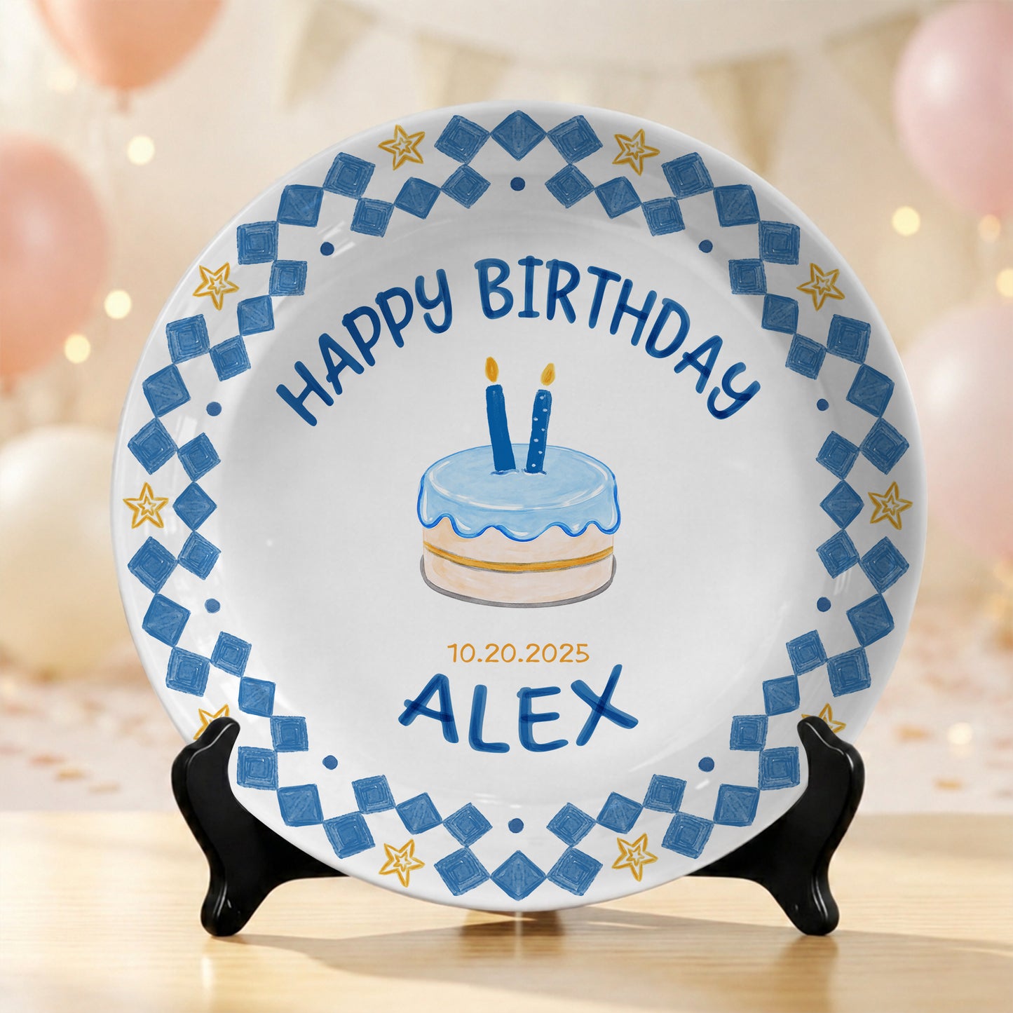 First Birthday Cake Keepsake Custom Name Ceramic Personalized Birthday Plate P821AIV0