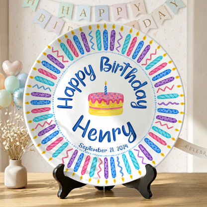 Colorful Birthday Candles Keepsake Personalized Birthday Plate P716Z5U0