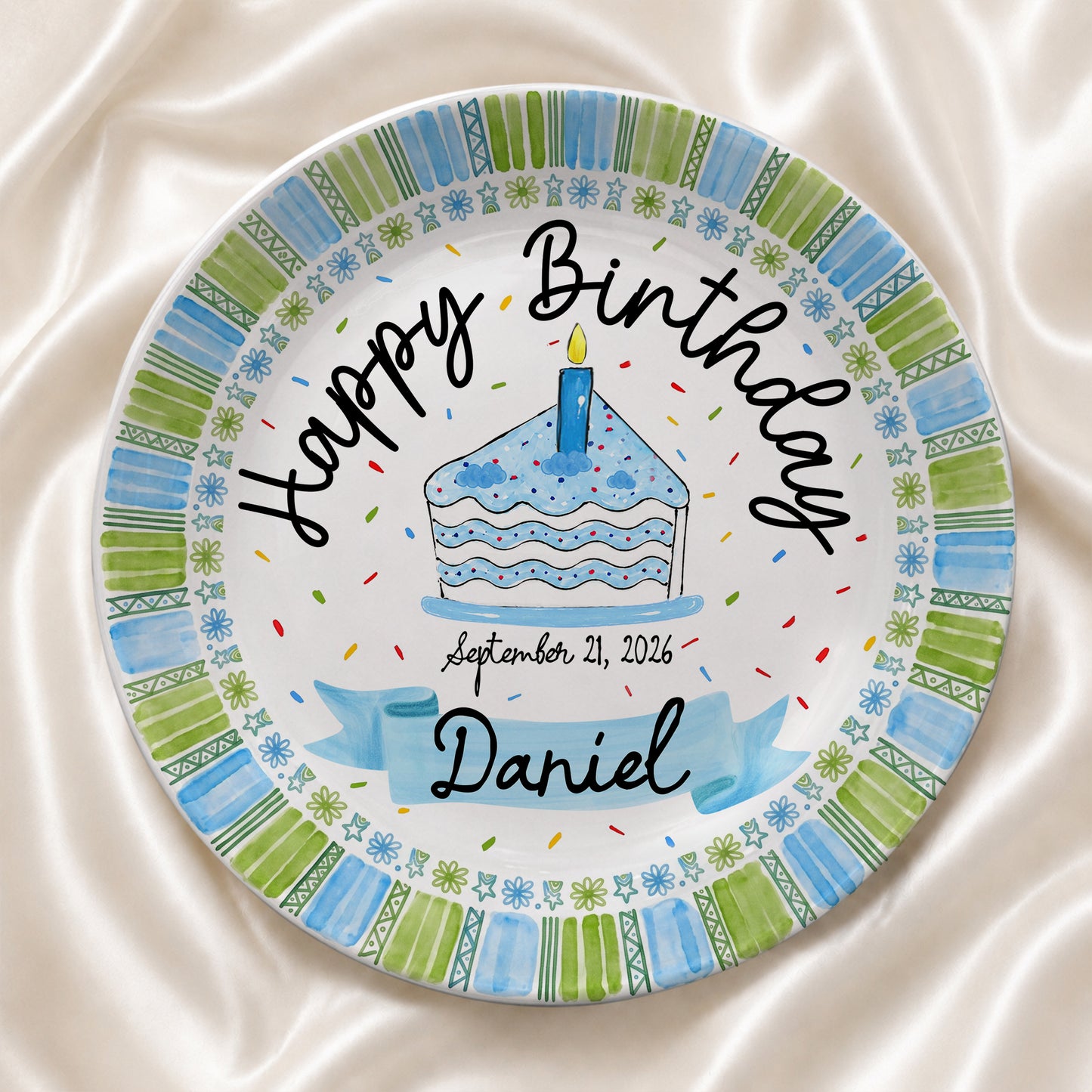 Cupcake First Birthday Keepsake Custom Name Ceramic Personalized Birthday Plate P829GRV0