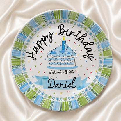 Cupcake First Birthday Keepsake Custom Name Ceramic Personalized Birthday Plate P829GRV0