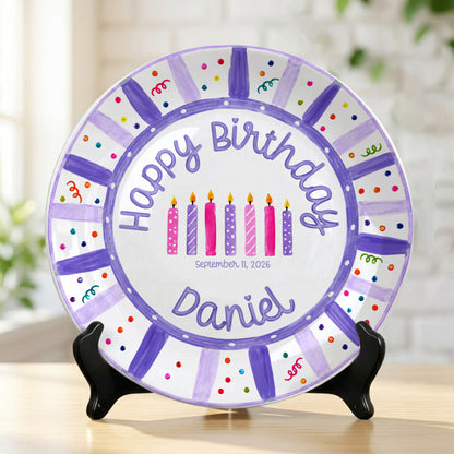 Purple Birthday Candles Keepsake Personalized Birthday Plate P7185Z10
