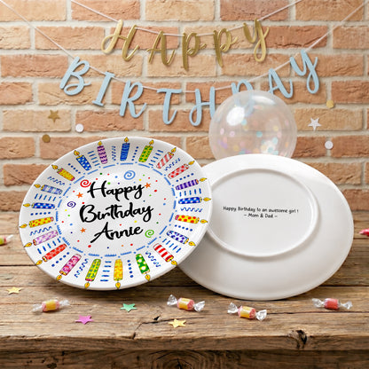 Colorful Birthday Candles Personalized Birthday Plate for Kids P619TMD0