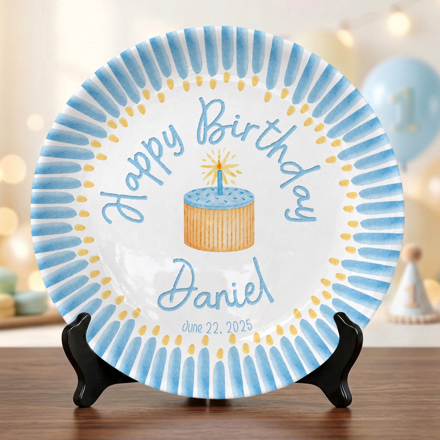 Custom Ceramic Kids First Birthday Keepsake Gift Personalized Birthday Plate P824VE90