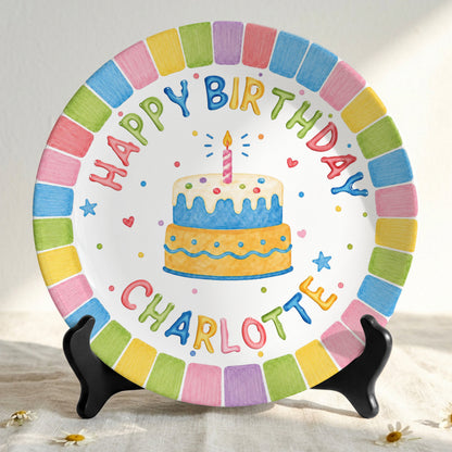 Pastel Rainbow Birthday Personalized Birthday Plate P723FGH0