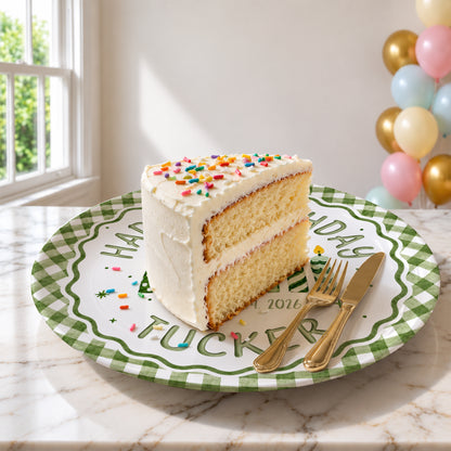 Green Gingham Birthday Candles Keepsake Personalized Birthday Plate for Kids P72333Z0